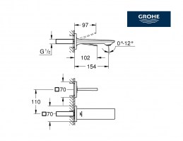 MEDIDAS MONOMANDO LAVABO MURAL ALLURE GROHE